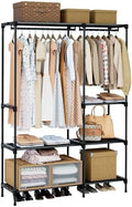 CASAMAYA Clothes Rack, Portable Closet, 44.9 Inch Large Capacity Wardrobe Closet, Clothes Storage Organizer with Shelves and 2 Hanging Rods, Easy to Assembly, Black PCT021B01 by Unknown