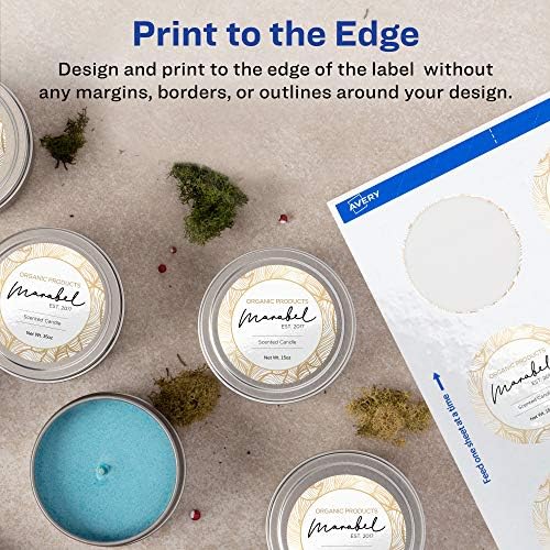 Avery Printable Round Labels with Sure Feed, 2.5" Diameter, Glossy White, 450 Customizable Labels (22830) - Image 3