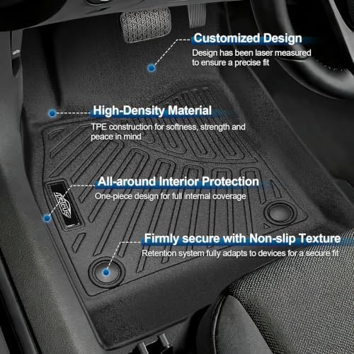 PELEUS Floor Mats Custom Fit for Chevy Cruze 2011-2015 & Limited 2016,4PC Full Set All Weather Car Liners Includes 1st 2nd Row Front Rear Seat Mats and Trunk Mat Cargo Liner, Black - Image 3