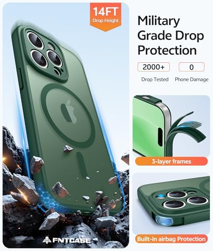 FNTCASE for iPhone 15 Pro Max Case, Fit for Magsafe, Glass Screen Protector - Image 5