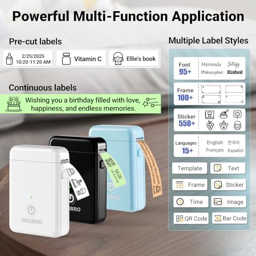 ORGBRO Label Maker Machine with Tape, X1 Bluetooth Mini Label Printer - Image 2