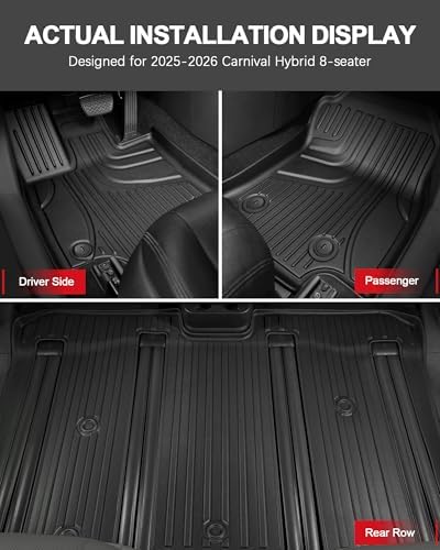 IKABEVEM Floor Mats for Kia Carnival Hybrid 8-Seat 2025-2026 (Not for Gas) - Image 3