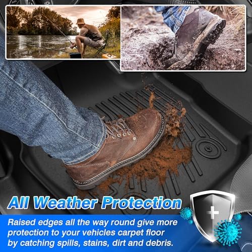 RAM Floor Mats - Car Mats for Dodge Ram 1500 Quad Cab 2025 2026 Bucket Seat (Not for Bench Seating), All Weather Floor Mat, Heavy Duty Rubber Mats, Car Accessories - Image 3