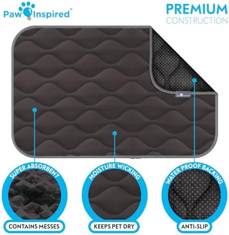 Paw Inspired Washable Padded Crate Mats for Dogs, Gray, 29x18 Inch - Image 5