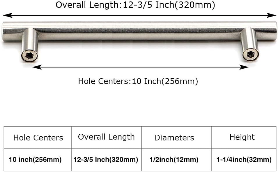 homdiy Cabinet Handles Brushed Nickel Cabinet Pulls - 5Pack Cabinet Door Pulls 10in Hole Centers Kitchen Cabinet Handles - Image 3