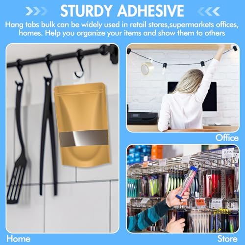 300Pcs Sticky Hang Tabs, Ymapinc Self Adhesive J-Hook Hanging Tabs Plastic Hang Tags for Retail Display Clear Sticky Tab Hanging Tags for Display Pegboard - Image 4