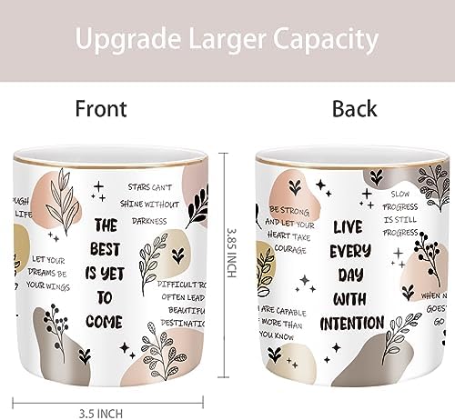 Cute Desk Pencils Pen Holder, Pencil Cup Holder for Desk, Ceramic Desktop Storage Pen Pencil Organizers Stationery Supplies for Office, Home, Words Pattern - Image 2