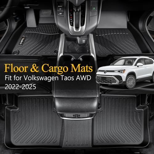 Floor Mats & Cargo Liner for Volkswagen Taos AWD 2022-2025 2026 Custom Fit Waterproof Durable Easy to Clean fit for Volkswagen Taos AWD 2022-2025 Accessories Black - Image 2