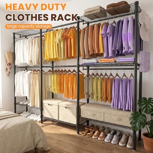 Heavy Duty Clothes Rack, Portable Closets with 6 Rods & 6 Shelves - Image 3