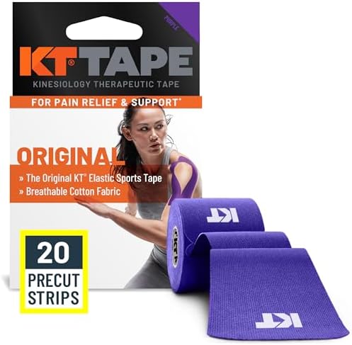 KT Tape, Original Cotton, Elastic Kinesiology Athletic Tape, 20 Count, 10” Precut Strips, Purple by KTTape