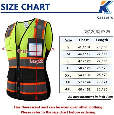 Hi Vis Reflective Safety Vest for Women Work,KZW,YellowLink,L - Image 2