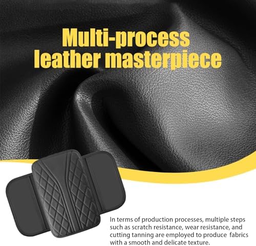 Car Center Console Cover with 2 Storage Bags, Leather Armrest Pad, Black - Image 3