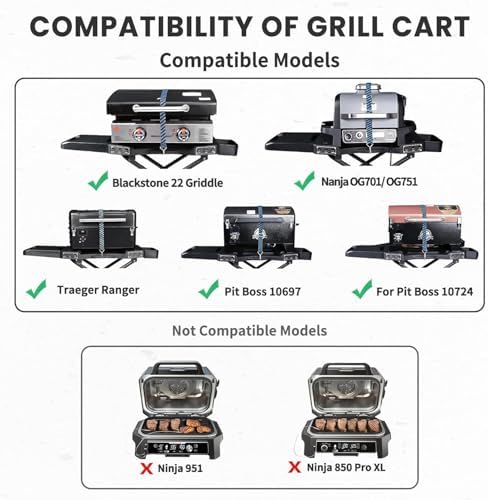 Hisencn 42.5" x 13.3" Outdoor Foldable Grill Stand for Ninja Woodfire Grill - Image 3