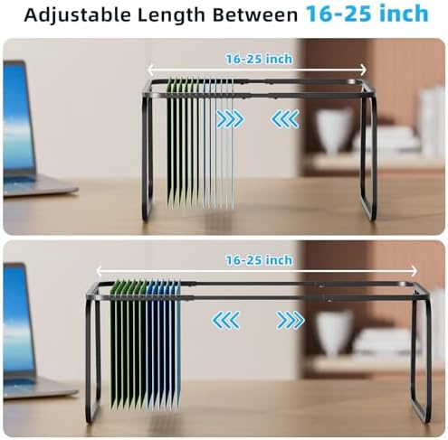 Marbrasse Hanging File Folder Frame, Adjustable Letter Size File Holder 16-25 Inches, Metal File Cabinet Rails for Office, Home, School, Black - Image 2