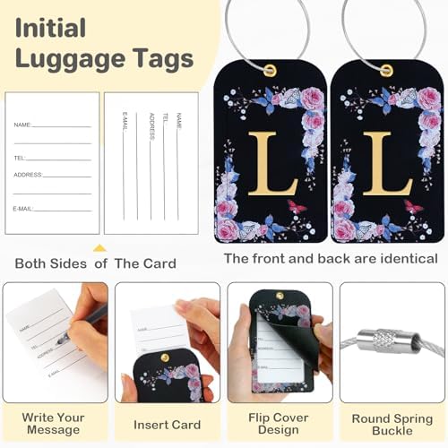 3 Pack Luxury Floral PU Leather Luggage Tags, Travel Accessories Gift (L) - Image 2