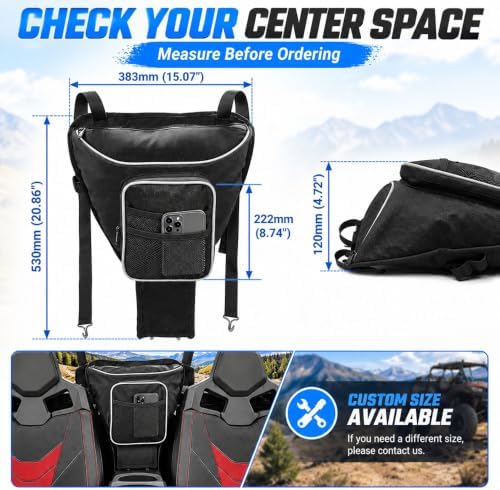 UTV Center Seat Storage Bag for Kubota RTV-X1140 Worksite Selected Years–2026, Front Rear Middle Seat Organizer Bag, Multi-Pocket UTV Interior Storage Bag - Image 3