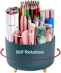 Desk Pencil Pen Holder, 5 Slots 360°Degree Rotating Pen Organizers for Desk, Desktop Storage Stationery Supplies Organizer, Cute Pencil Cup Pot for Office, School, Home, Art Supply, Dark Green by EDENMS