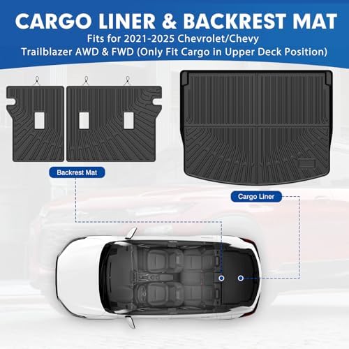 Mixsuper Cargo Liner for Chevrolet/Chevy Trailblazer AWD & FWD 2021-2026, All Weather Trunk Mat Backrest Mat TPE Back Seat Cover Protector for Car (Only Fit Cargo in Upper Deck Position) Accessories - Image 2