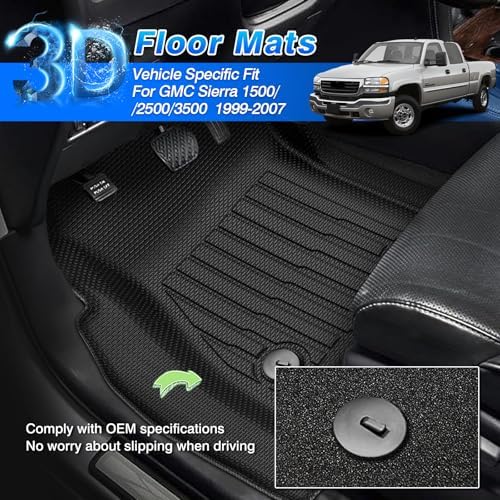 Cartist Floor Mats Fit for Chevy Silverado 2001-2007/ GMC Sierra 1500/2500/3500 (Only Fit Extended Cab Classic Body Style) All Weather Floor Mat - Image 2