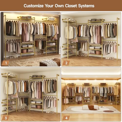 ComfyCorner Wall Mounted Garment Rack, Industrial Pipe Clothing Rack Gold - Image 5