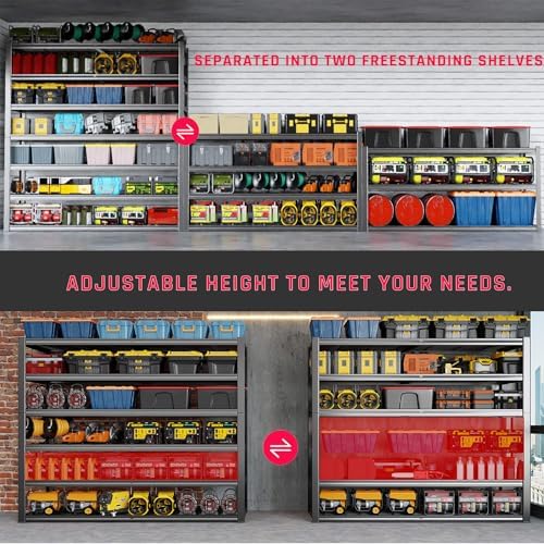 65" W Garage Shelving Heavy Duty, 7 Tier Garage Shelves, 65" W x 96" H x 24" D Adjustable Storage Shelving Unit, Commercial Metal Shelves for Warehouse, Basement,2 Pack - Image 4