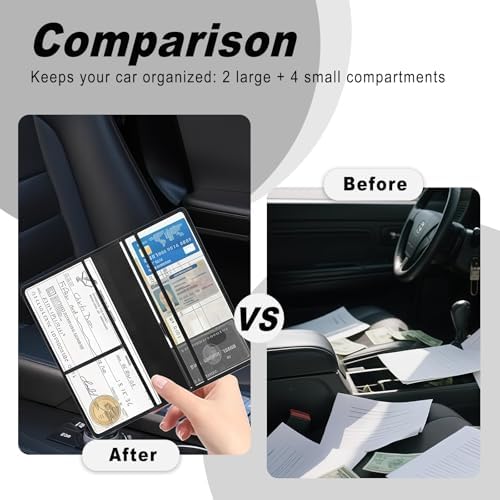 Car Registration and Insurance Card Holder PU Leather, Durable Car Document Holder Clear Window for License Documents, Interior Vehicle Organizer for Women Men (Leopard) - Image 5