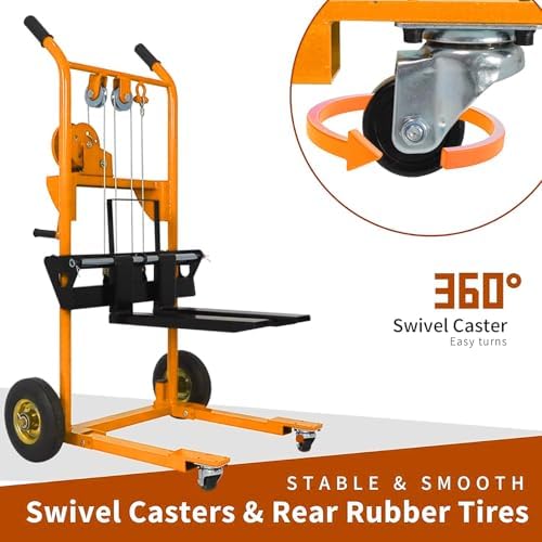 Tory Carrier Winch Stacker Material Lift Dolly 440lbs 35.4" Max Lift - Image 7