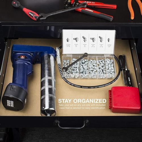 NEIKO 50463A Grease Fitting Assortment | 110 Piece | SAE | Straight and Angled Zerk Kit | A3 Steel | For Angled Grease Guns, Bearing Housings, Mechanical Component Lubrication - Image 6