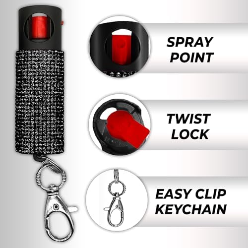 FIGHTSENSE Self Defense Pepper Spray - 1/2 oz Compact Size Maximum Strength Police Grade Formula Best Self Defense Tool for Women W/Leather Pouch Keychain - Image 3