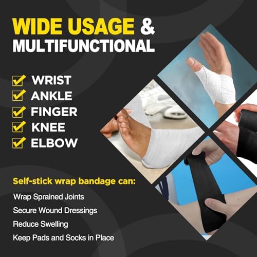 OK TAPE 12 Rolls Self Adhesive Bandage Wrap, Cohesive Elastic Athletic Tape - Image 3