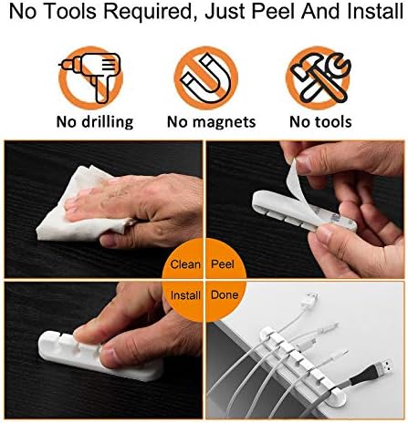 TviewSmart Cord Organizer for Desk, 5 Pack Cord Holders, Cable Clips, White - Image 3