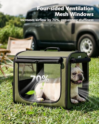Dog Car Carrier Light Weight 24×17.7×20.5in, Foldable Dog Carrier, Green - Image 6