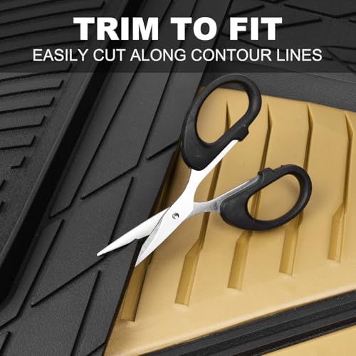 CAR PASS Heavy Duty Rubber Car Mats, Deep Dish Car Floor Mats All Weather, Car Mats Full Set 4-Piece Trim to Fit for Sedans SUVs Trucks, Waterproof Anti-Slip Automotive Mats, V12 Black Champagne Gold - Image 5