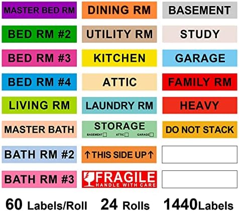 24-Roll 1440 PCS Moving Label for Box, 1×4.5 Color-Coded Sticker - Image 3