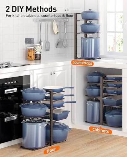 ORDORA Pots and Pans Organizer Under Cabinet 20.8" 8-Tier Adjustable Bronze - Image 5