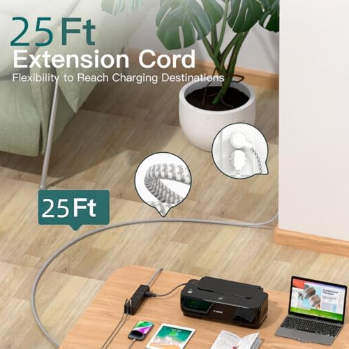 25FT Extra Long Extension Cord, Power Strip with 12 AC Outlet & 4 USB Ports - Image 3