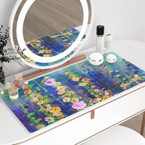 QiyI PU Leather Large Mouse Pad, Office Decor, 31.5" x 15.7", Ivy Flowers - Image 6