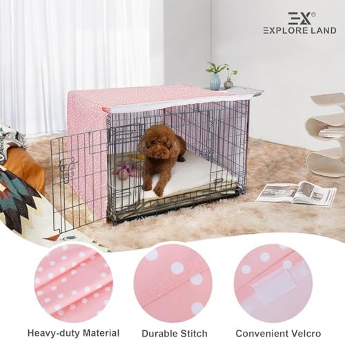 Explore Land Pattern Dog Crate Cover, 30 Inches (Princess Pink) - Image 3