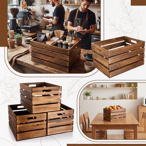 Weysat 3 Pack Large Wood Crates Box for Storage 16 Inch, Brown - Image 3