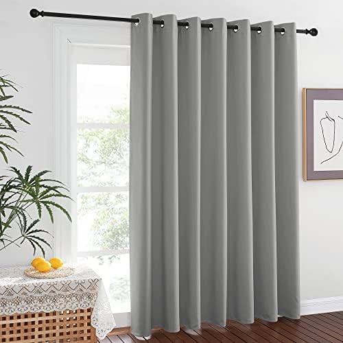 NICETOWN Silver Grey Room Separating Divider, Room Divider Curtain Screen Partition, Function Thermal Blackout Patio Door Curtain, Sliding Door Insulated Curtain for Patio, 8.3ft Wide x 11ft Long - Image 7