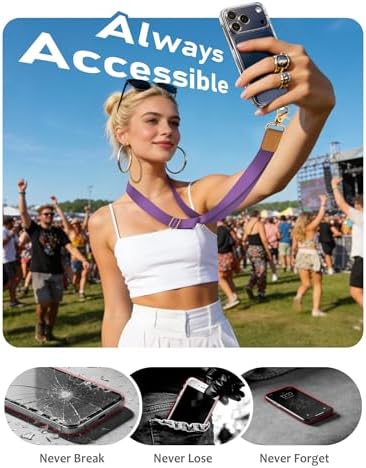 Yonlevres Phone Lanyard Crossbody Strap Wrist Neck Adjustable Women Purp - Image 5