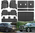 for Ford Expedition Max/Lincoln Navigator L 8-Seater 2018-2024 Floor Mats 3 Rows Trunk Cargo Liner and Backrest Mats All Weather TPE Accessories (8 Seat Full Set-Only for MAX Or L) by Jdeymat
