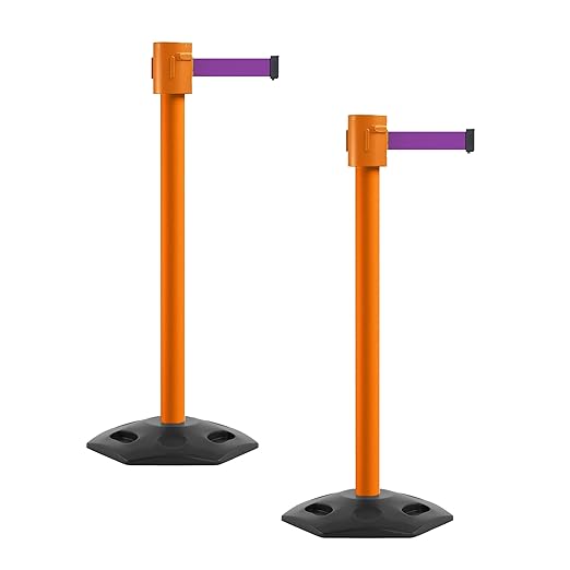 Montour Line MSR760 Set of 2 Retractable Belt Barrier Stanchion, Rubber Base by Montour+Line