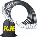 KJE 50Pack 21" Rubber Bungee Cords with S Hooks - Quality EPDM, Heavy Duty Black Bungee Straps, Ideal for Outdoor Tie Downs, Securing Tarps, Canvases, Cargo in Cold Hot Climates by KJE
