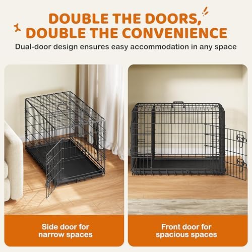 Yaheetech 36in Double Door Metal Dog Crate w/Divider for Puppy Indoor Use - Image 4