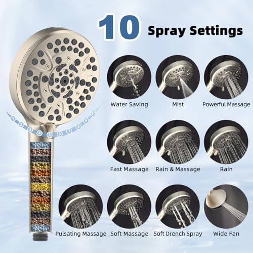 Metal Rain Filtered Shower Head with Handheld, 10" High-Pressure,10-Mode - Image 4