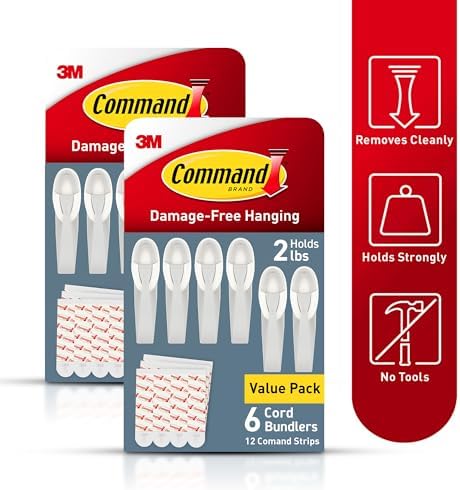 Command Plastic Cord Bundlers, Damage-Free Cable Organizer, No Tools Required, 12 Gray and 24 Adhesive Strips - Image 3