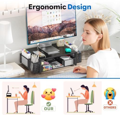 Simple Trending Monitor Stand Riser, Desk Organizer and Accessories, Black - Image 4
