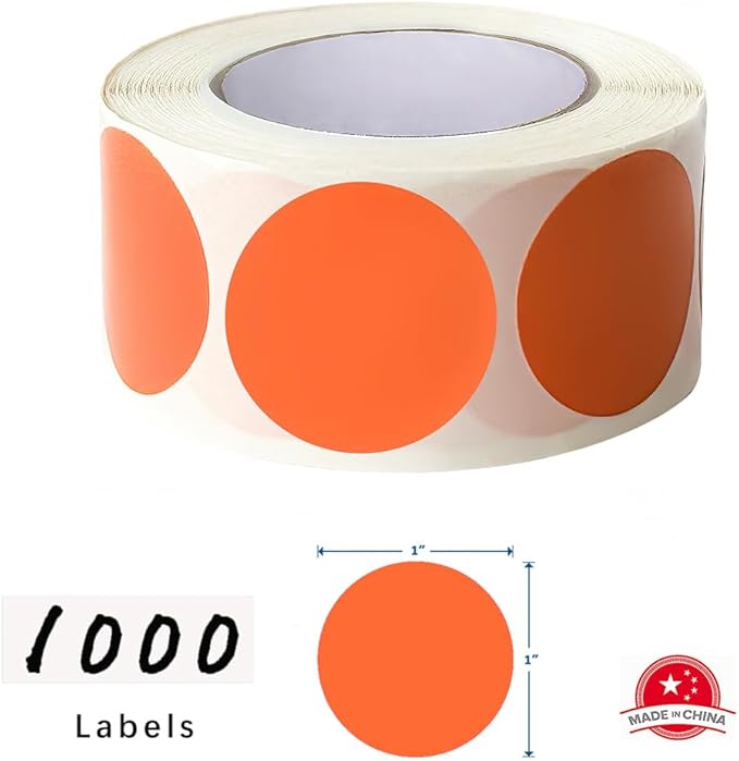 SHYGO® 1“ Orange Circle Dot Stickers Color Coding Labels - Image 2