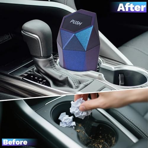 BFXM Car Trash Can Small Trash Bin with Lid Accessories for Women - Image 3